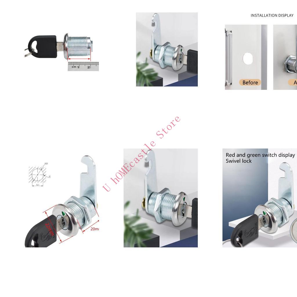 Zinc Furniture Hardware - 63HF 2 ชุดลิ้นชัก Cams ล็อค ตู้ล็อคพร้อมกุญแจสำหรับโต๊ะทำงานกล่องจดหมาย