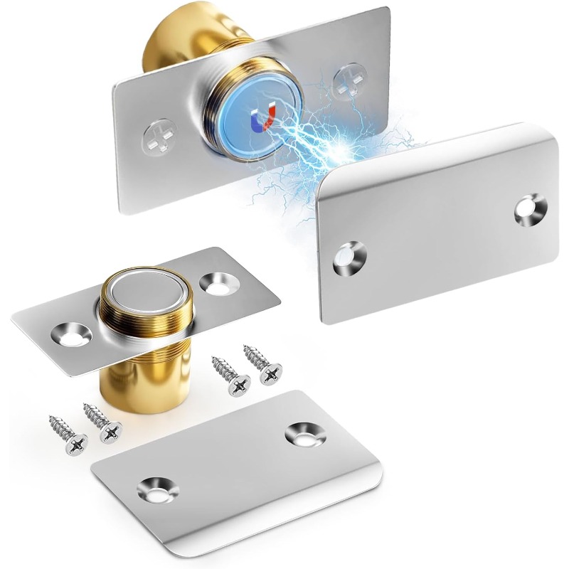 Magnetic Catch Door - ตัวล็อกประตูแม่เหล็กแบบซ่อน 2 ชิ้น ปรับระดับได้ แรงแม่เหล็กสูง สำหรับประตูซ่อน