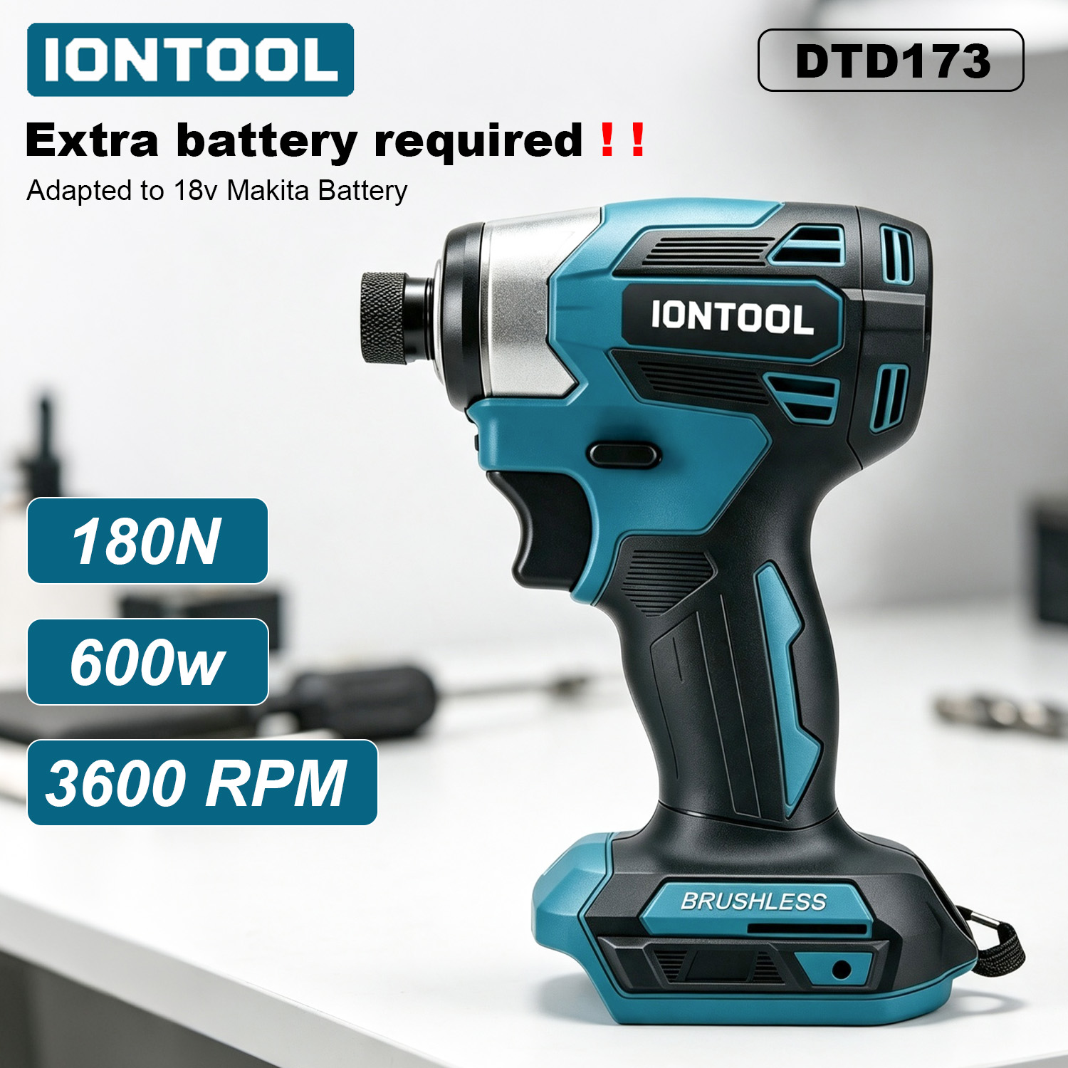 Furniture Joinery Hardware - IONTOOL 180N 3600RPM 18V ไขควงกระแทกไร้สาย 1/4