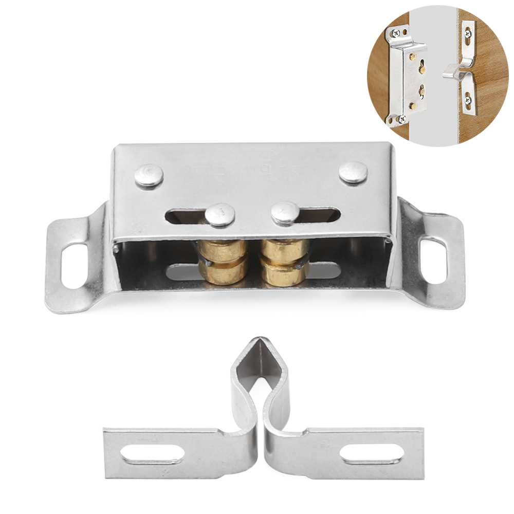 Furniture Joinery Hardware - 2Pcs สแตนเลสสตีลจับ Stopper ตู้จับสำหรับตู้ประตูห้องครัวพร้อมสกรูเฟอร์นิเจอร์อุปกรณ์ประตูล็อค Buck
