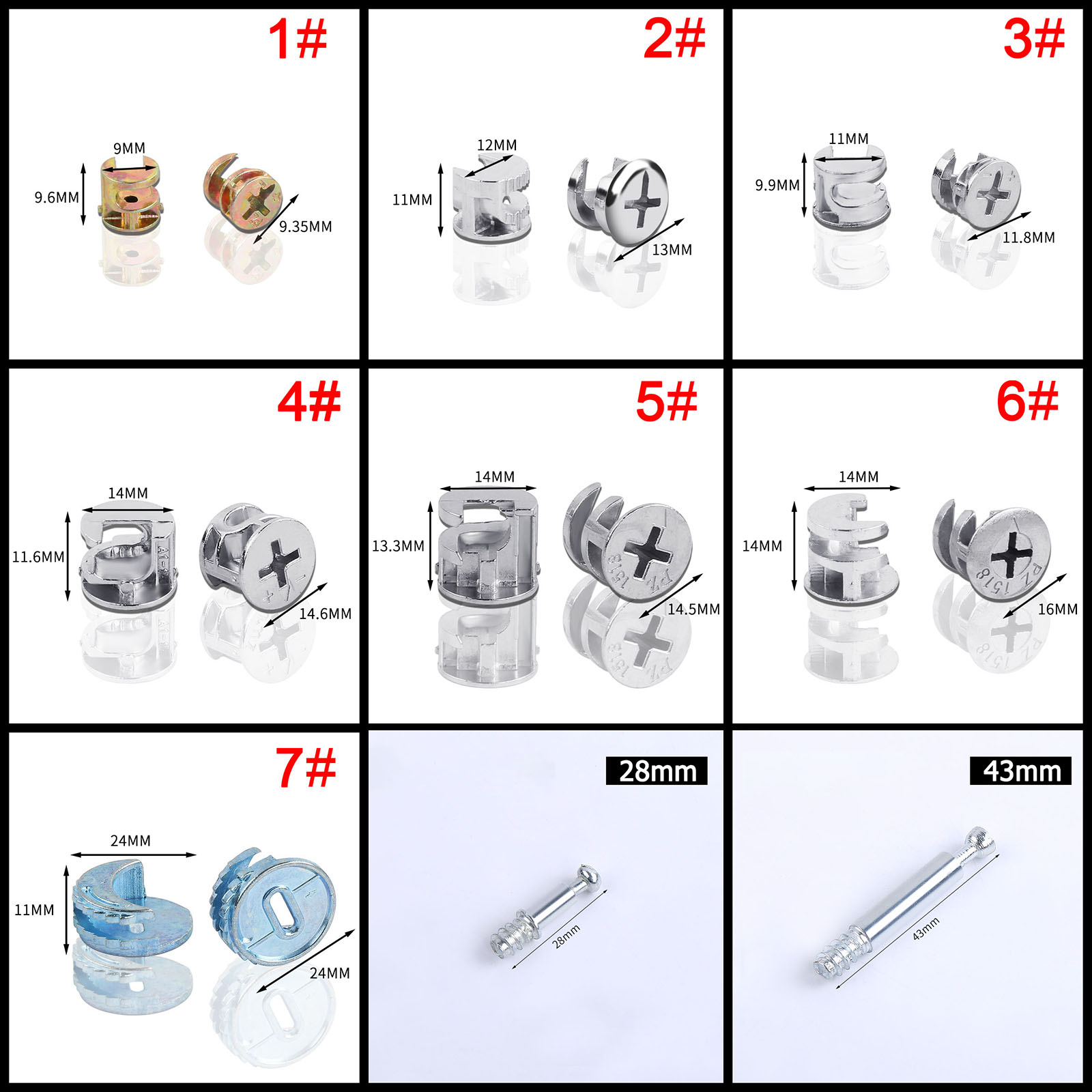 Furniture Joinery Hardware - 50pcs 10/11/12/14/15/18/25 มม.หนาล้อประหลาดสามในหนึ่ง Connector ฮาร์ดแวร์ Connector
