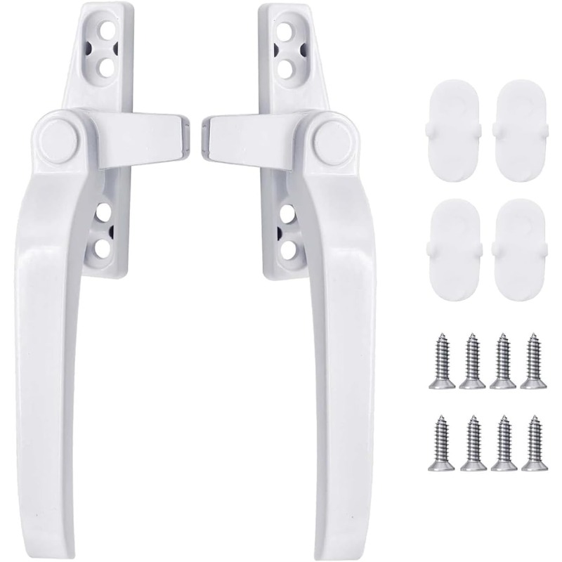 Furniture Hardware Supply - มือจับล็อคหน้าต่างกระจก 2 ชิ้น ทำจากโลหะผสมสังกะสี แบบกดเปิด ล็อคประตูและหน้าต่าง