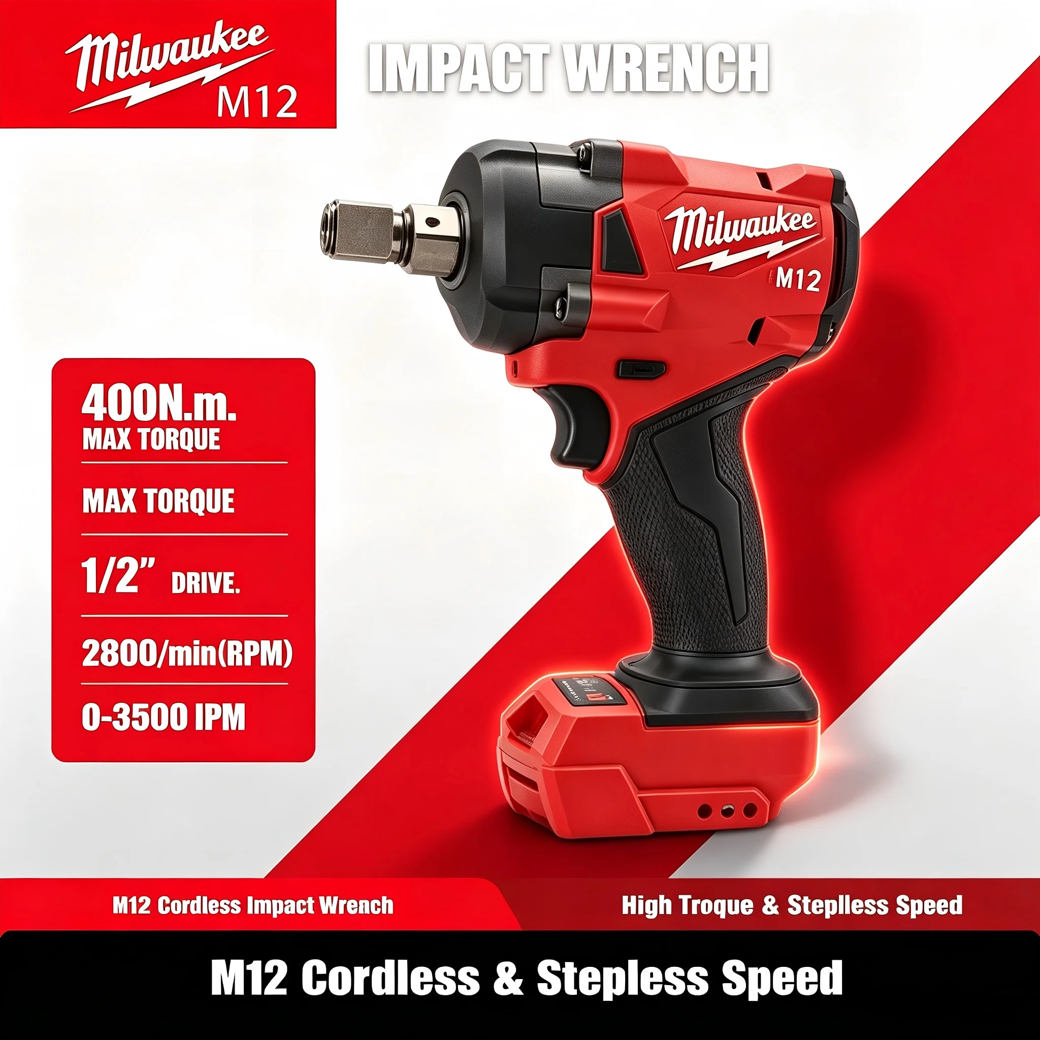 Milwaukee Drill M18 Fuel - มิลวอกี M12 M18 FUEL ประแจกระแทกไฟฟ้าไร้แปรงถ่าน ขนาด
