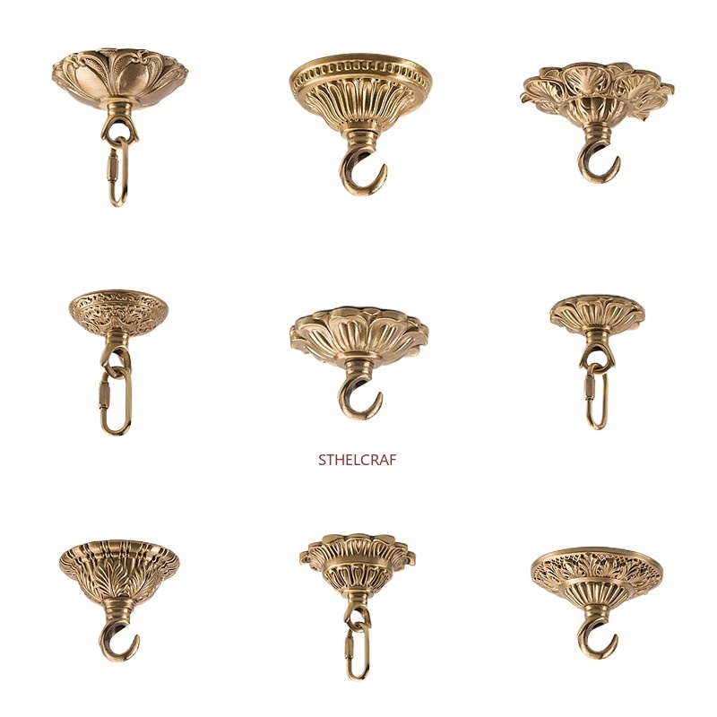 Furniture Hardware Decorative - ตะขอทองเหลืองคุณภาพสูง 1 ชิ้น สำหรับแขวนโคมไฟ พัดลม ตกแต่งระเบียง