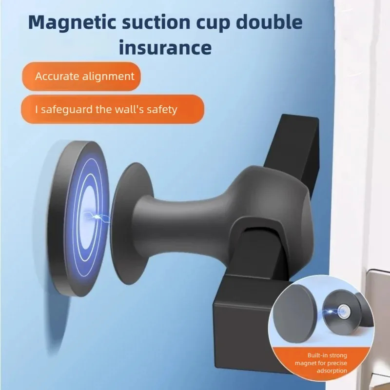 Magnetic Catch Door - ที่กั้นประตูแม่เหล็กซิลิโคนแบบไม่ต้องเจาะ, สำหรับโรงแรมและบ้าน, ป้องกันการชนอย่างเงียบสนิท, ป้องกันผนังและประตู