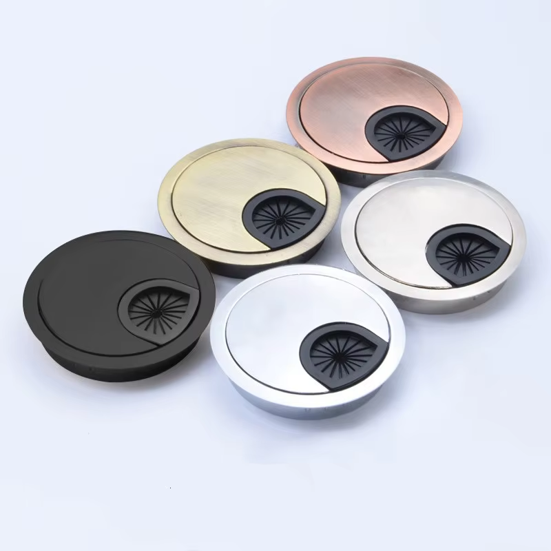 Zinc Furniture Hardware - แผ่นปิดรูสายไฟทรงกลมทำจากโลหะผสมสังกะสี ขนาด 35/50/53/60/80 มม. สำหรับโต๊ะคอมพิวเตอร์ ช่องต่อสายไฟ
