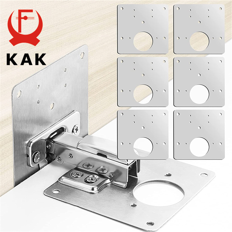 Furniture Hardware Repair - KAK 8 ชิ้นบานพับแผ่นซ่อมแปรงสแตนเลสตู้บานพับแผ่นยึดชุดพร้อมสกรูยึดฮาร์ดแวร์ประตู