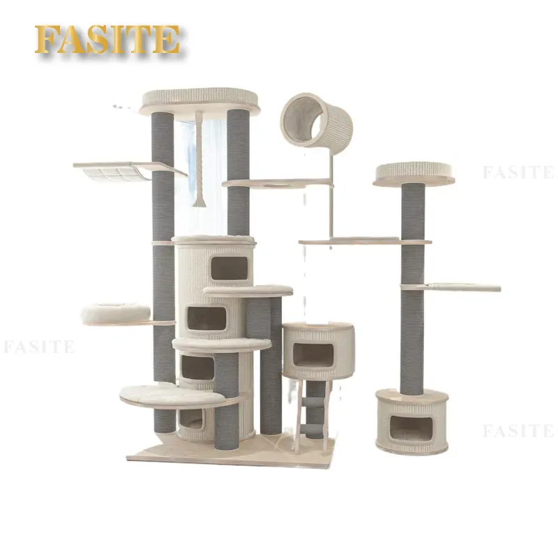 Furniture Paradise & Hardware Ghaziabad Photos - โครงปีนป่ายสำหรับแมวขนาดใหญ่พิเศษ ทำจากไม้เนื้อแข็ง พร้อมที่นอนในตัว เฟอร์นิเจอร์วิลล่าสำหรับแมว ทนทานและเป็นธรรมชาติ