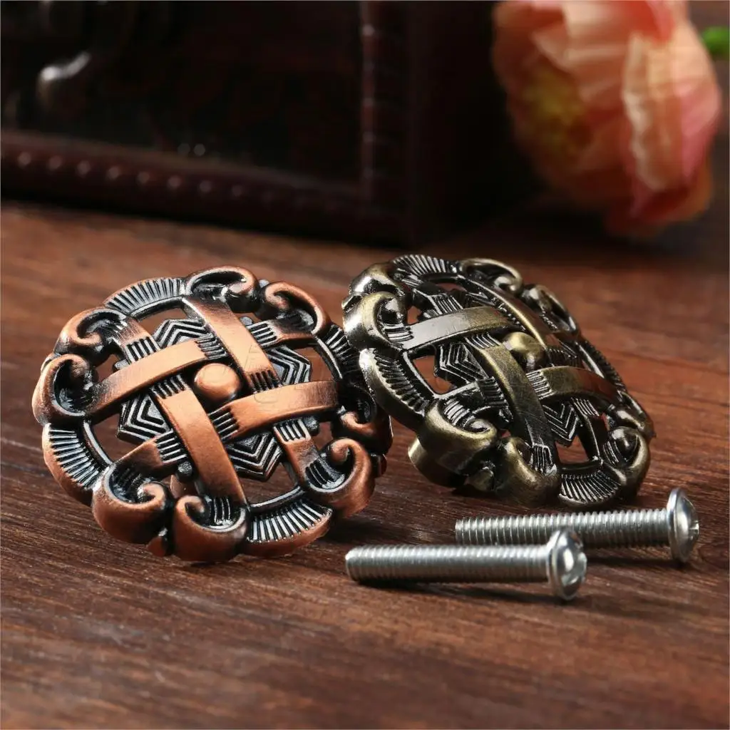 Furniture Hardware Factory - Bowarepro Hollow Retro สังกะสีอัลลอยตู้ครัวตู้ลิ้นชักดึงตู้เสื้อผ้าลิ้นชักตู้ประตู Knob เฟอร์นิเจอร์มือจับและลูกบิด
