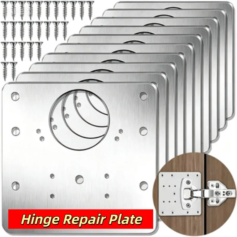Furniture Hardware Repair - แผ่นซ่อมบานพับ แผ่นยึดบานพับประตูตู้ครัว พร้อมสกรู แผ่นยึดแบบแบน อุปกรณ์ฮาร์ดแวร์สำหรับเฟอร์นิเจอร์
