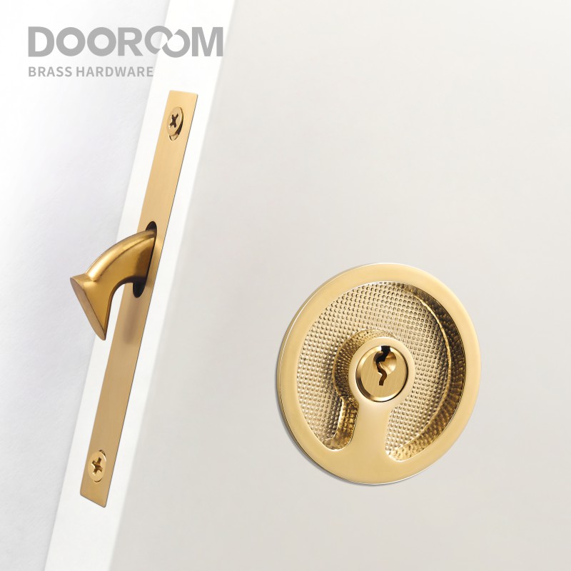 Furniture Hardware Decorative - Dooroom ทองเหลืองเลื่อนประตูล็อคชุดครัวห้องน้ำไม้ประตูโมเดิร์นฝัง Super บางเงา PVD Gold
