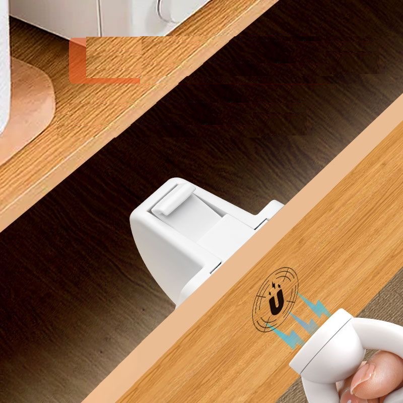 Furniture Joinery Hardware - ตัวล็อคแม่เหล็กแบบซ่อนสำหรับตู้ ล็อคป้องกันเด็กเปิด ล็อคป้องกันการเปิดลิ้นชัก ตู้ ประตู ตัวล็อคแบบหัวเข็มขัด