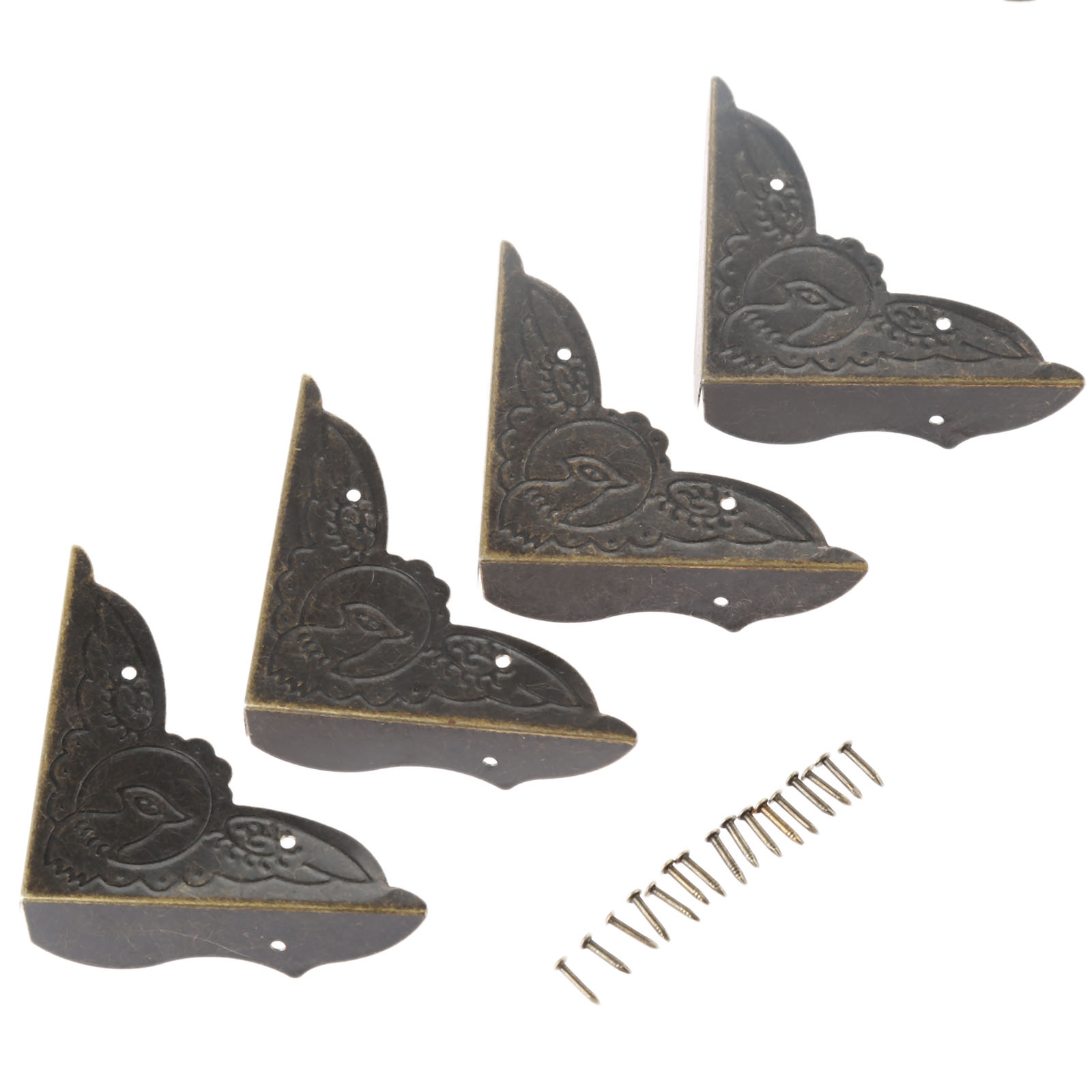 Furniture Hardware Decorative - 4Pcs โบราณทองเหลืองมุมเครื่องประดับไม้กล่องขาตกแต่งมุมเหล็กงานฝีมือเฟอร์นิเจอร์ฮาร์ดแวร์