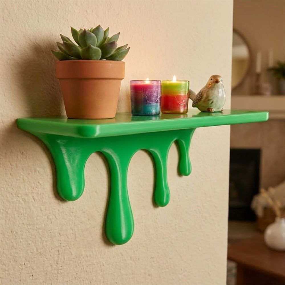 Shelf Bracket Pair - ชั้นวางของติดผนังแบบลอยตัวพิมพ์ 3 มิติ รูปทรงไม่สม่ำเสมอ ทำจากพลาสติกหล่อขึ้นรูป สำหรับตกแต่งผนังอย่างมีศิลปะ