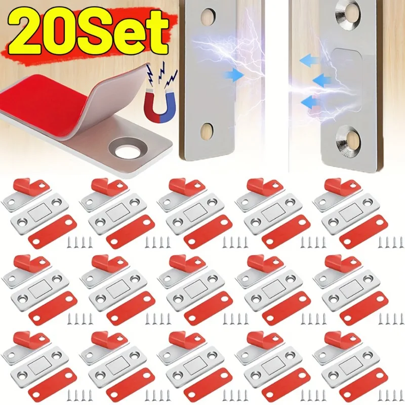 Magnetic Catch Door - 20/1 ชุด แม่เหล็กซ่อน ตัวล็อกตู้ แม่เหล็กแรงสูง ตัวกันประตู