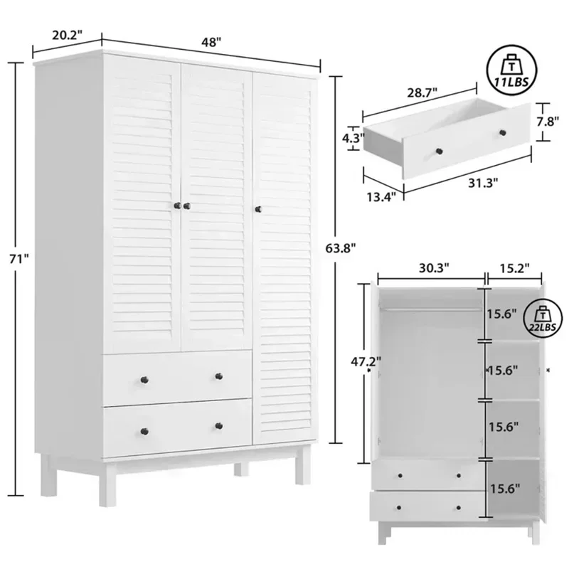 ตู้เสื้อผ้าไม้สีขาวดีไซน์เรียบ - Z. A. Furniture บทวิจารณ์และราคา