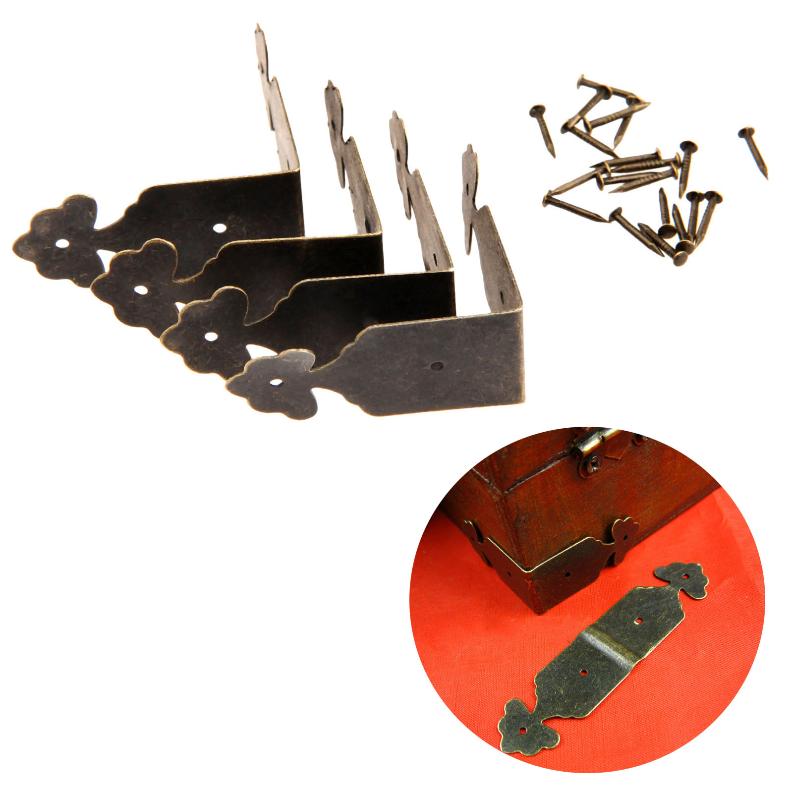 4pcs ตัวป้องกันมุมเหล็กดอกไม้  - Furniture Hardware Decorative บทวิจารณ์และราคา