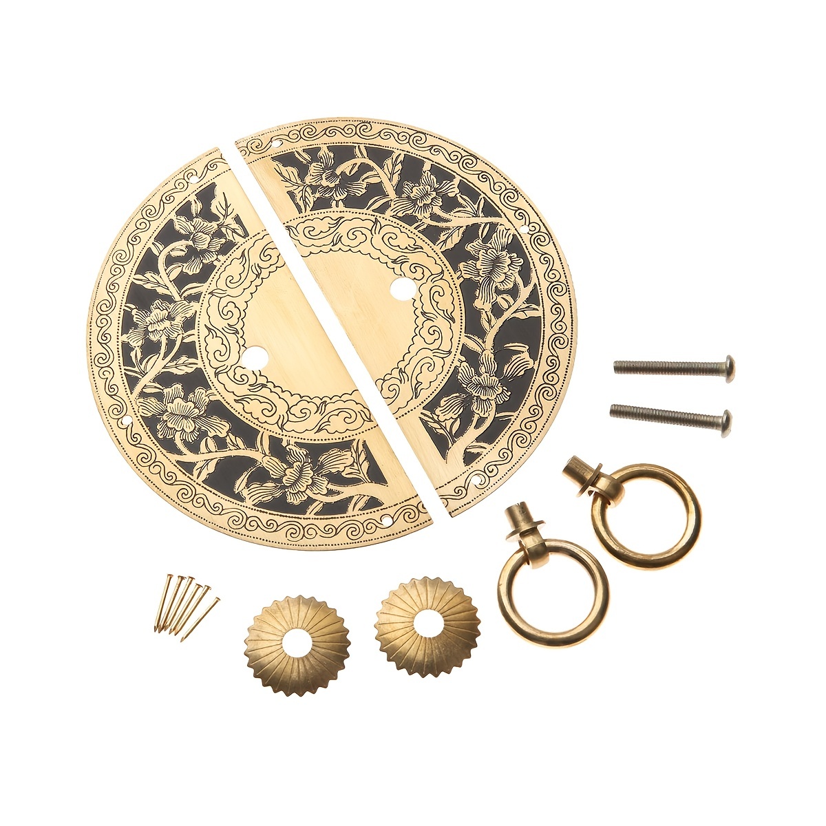 แผ่นสลักทองเหลืองวินเทจมือจับด - Furniture Hardware Vintage บทวิจารณ์และราคา